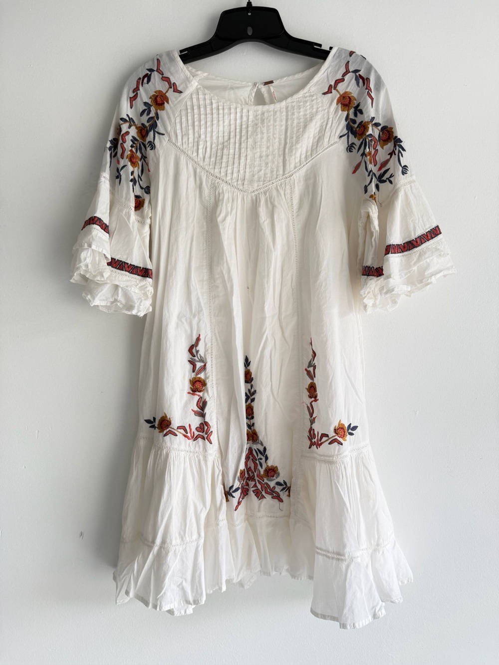 Free People Women's White Pavlo Floral Embroidery Ruffle Mini Dress 8244 - Picture 2 of 9
